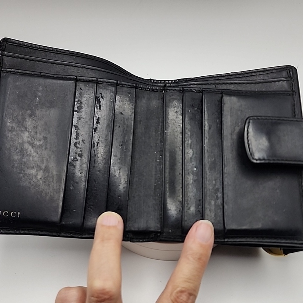 Gucci Midnight Leather Wallet with Gold Detail, Comes‎ With COA - Vintage - Picture 9 of 14